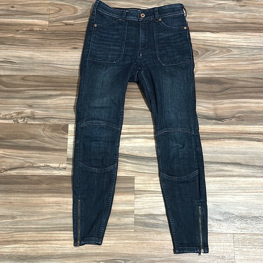 Anthropologie Pilcro and the Letterpress Sz27 High Rise Dark Denim Moto Legging